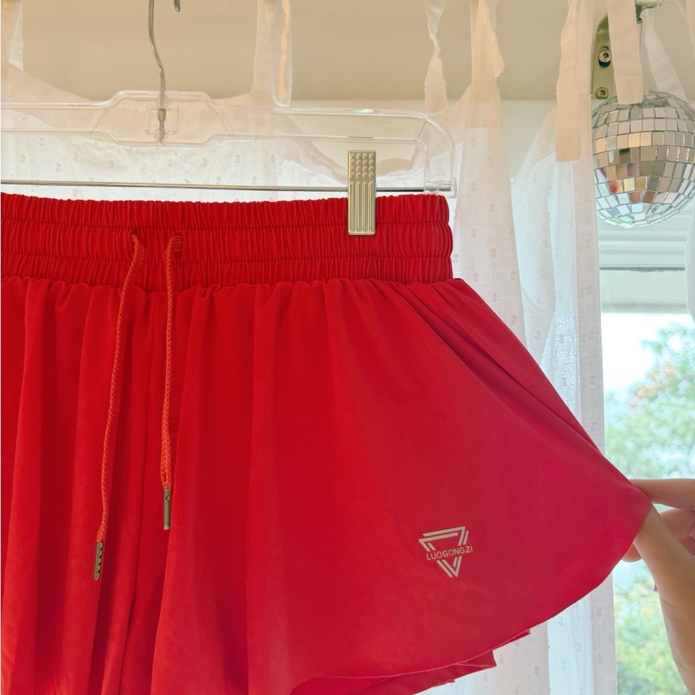 Bright Red Flowy Athletic Shorts